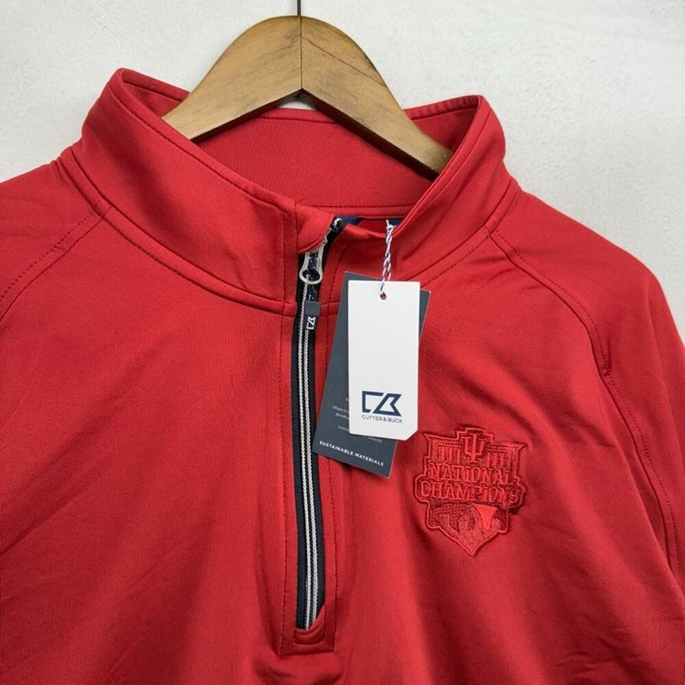 Indiana Hoosiers Quarter Zip Men's 2XL Red National Championship Embroidered NEW
